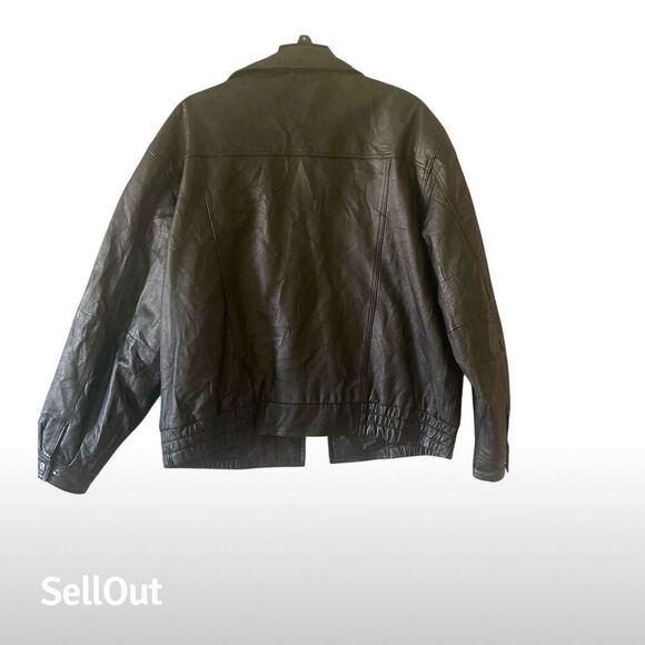 Junction West Men's Biker Jacket Black Leather Size L Full Zip Pockets - Picture 8 of 11